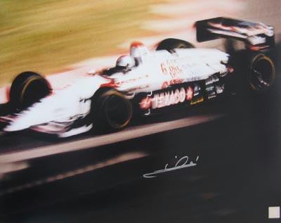 MARIO ANDRETTI SIGNED 16X20 PHOTO - TEXACO BLUR