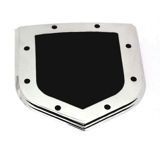 All Sales Grille Emblem Shield Step Style Polished With Black Powdercoated Center