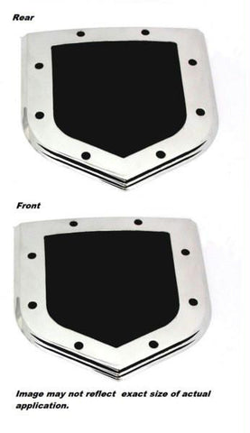 All Sales Grille and Tailgate Emblem Shield Step Style Polished With Black Powdercoated Center