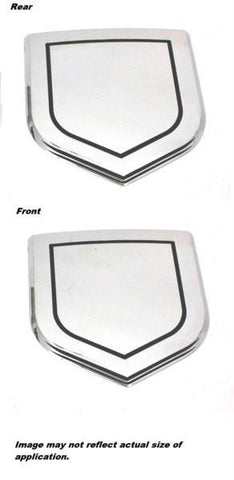 All Sales Grille and Tailgate Emblem Shield Step Style Polished With Black Boarder