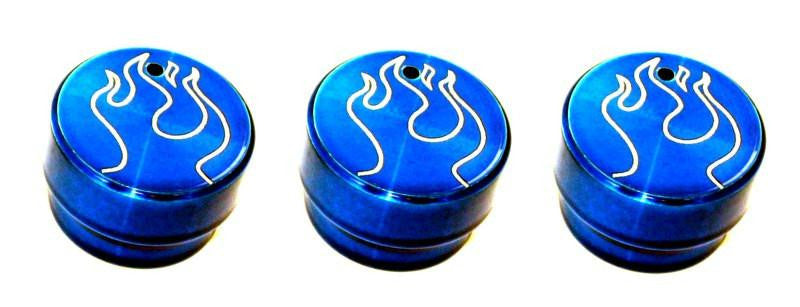 All Sales Interior Dash Knobs (set of 3)- Flame Blue