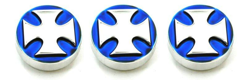 All Sales Interior Dash Knobs (set of 3)- Iron Cross Blue