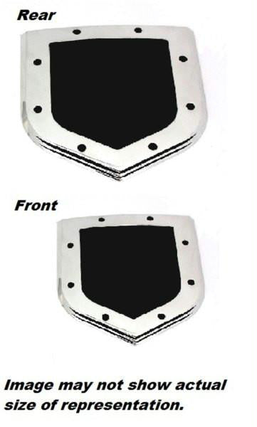 All Sales Grille and Tailgate Emblem Shield Step Style Polished With Black Powdercoated Center