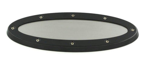 All Sales Grille Emblem Oval Race Style Black Powdercoated With Brush Insert 5 1-2 Length