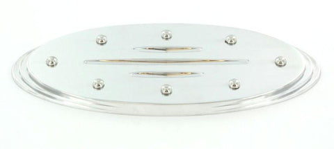 All Sales Grille Emblem Oval Step Style Polished With Rivets And Ball Milled Lines 5 1-2 Length