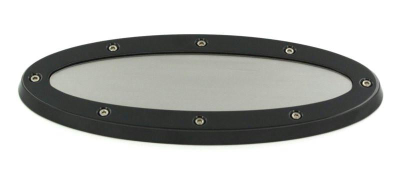 All Sales Grille Emblem Oval Race Style Black Powdercoated With Brush Insert 9 Length