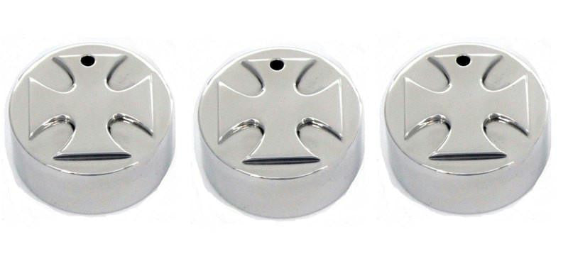 All Sales Interior Dash Knobs (set of 3)- Iron Cross Polished