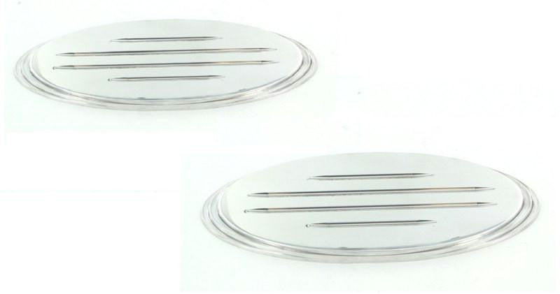 All Sales Grille - Tailgate Emblem Oval Step Style Polished With Ball Milled Lines 5 1-2 Front 5 1-2 Rear Leng