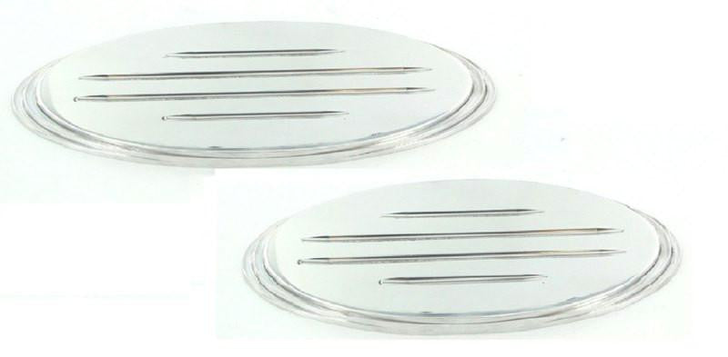 All Sales Grille - Tailgate Emblem Oval Step Style Polished With Ball Milled Lines 7 Front 5 1-2 Rear Length