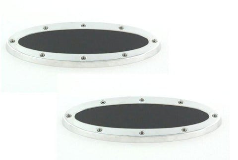 All Sales Grille - Tailgate Emblem Oval Race Style Polished With Black Insert 7 Front 7 Rear Length