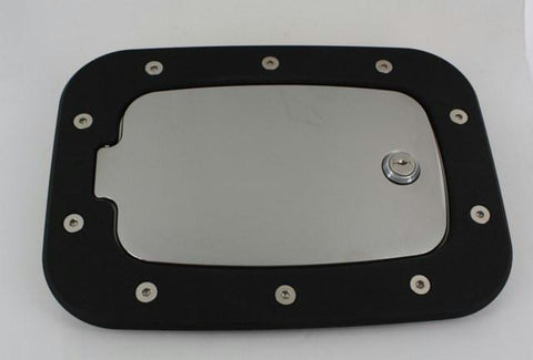 All Sales Race Style Billet Fuel Dr 10 3-8 X 7 5-8 Ring 8 X 4 5-8 Door -Gloss Black Ring and Chrome Locking