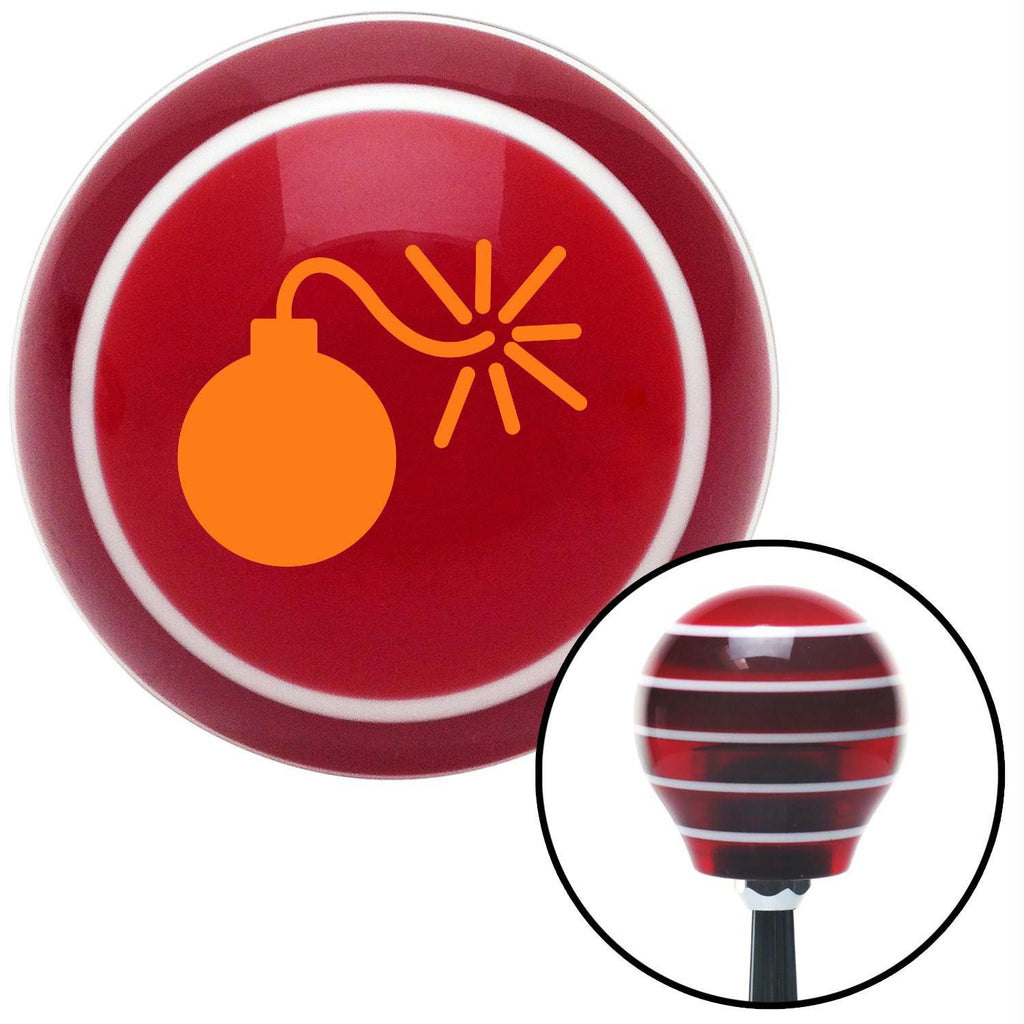 Orange Bomb w Fuse Lit Red Stripe Shift Knob with M16 x 15 Insert