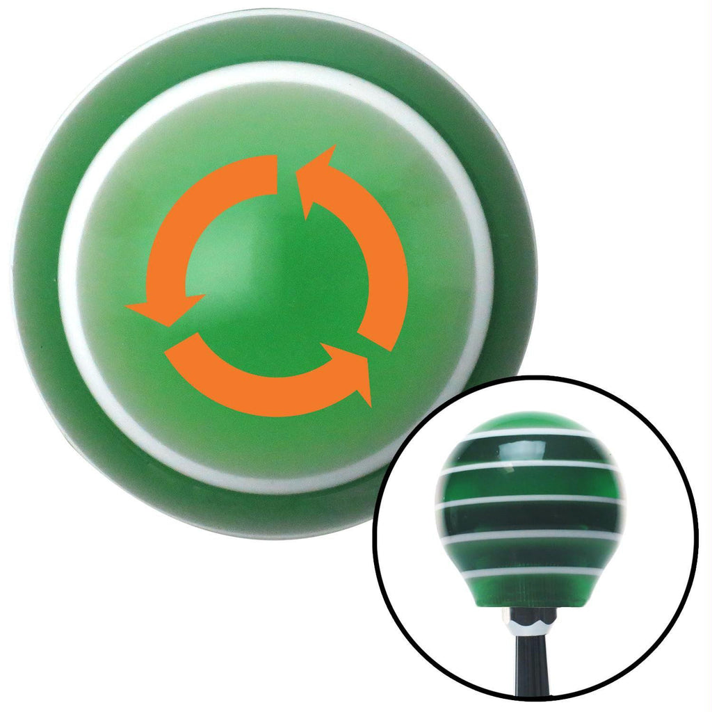 Orange Arrows in Circle Green Stripe Shift Knob with M16 x 15 Insert