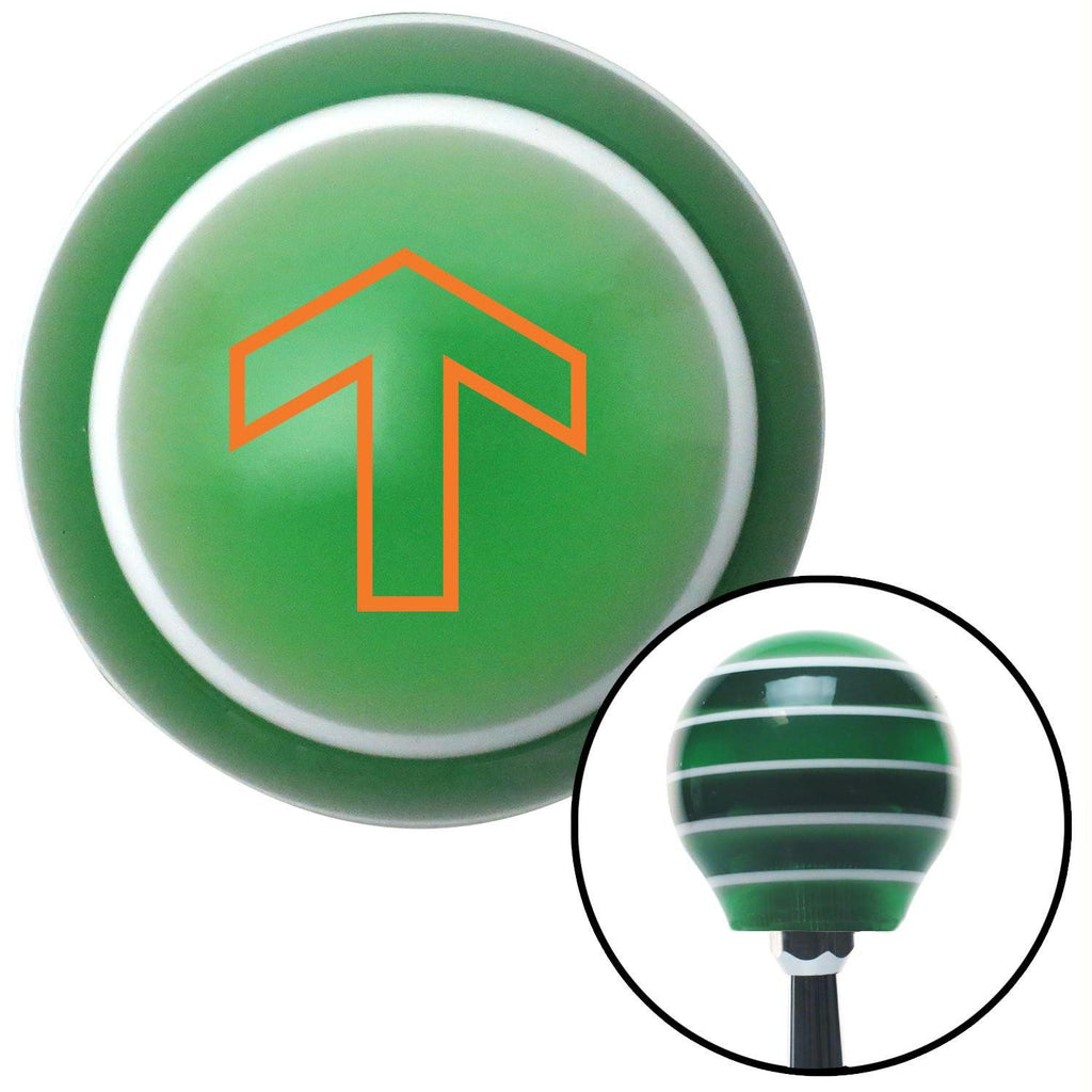 Orange Broad Arrow Up Green Stripe Shift Knob with M16 x 15 Insert