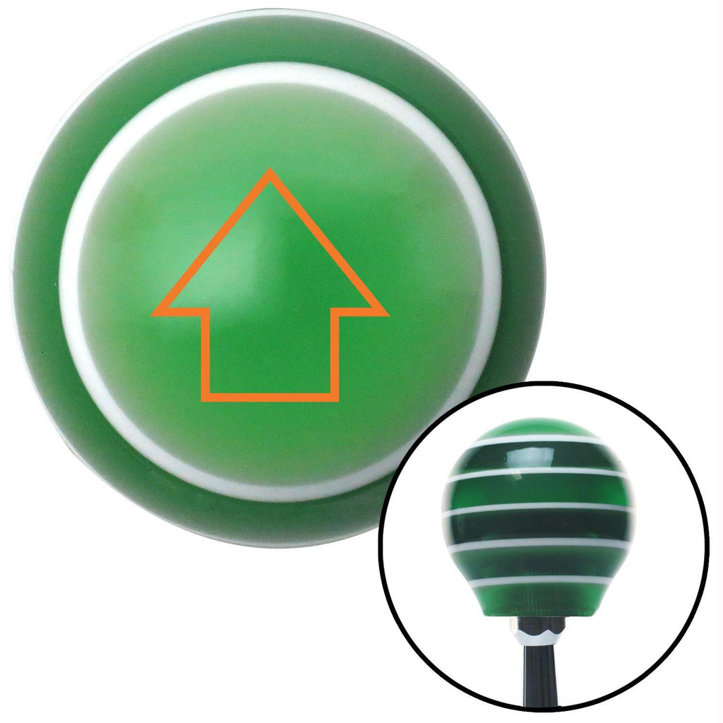 Orange Classic Arrow Up Green Stripe Shift Knob with M16 x 15 Insert