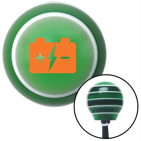 Orange Battery Charge Symbol Green Stripe Shift Knob with M16 x 15 Insert