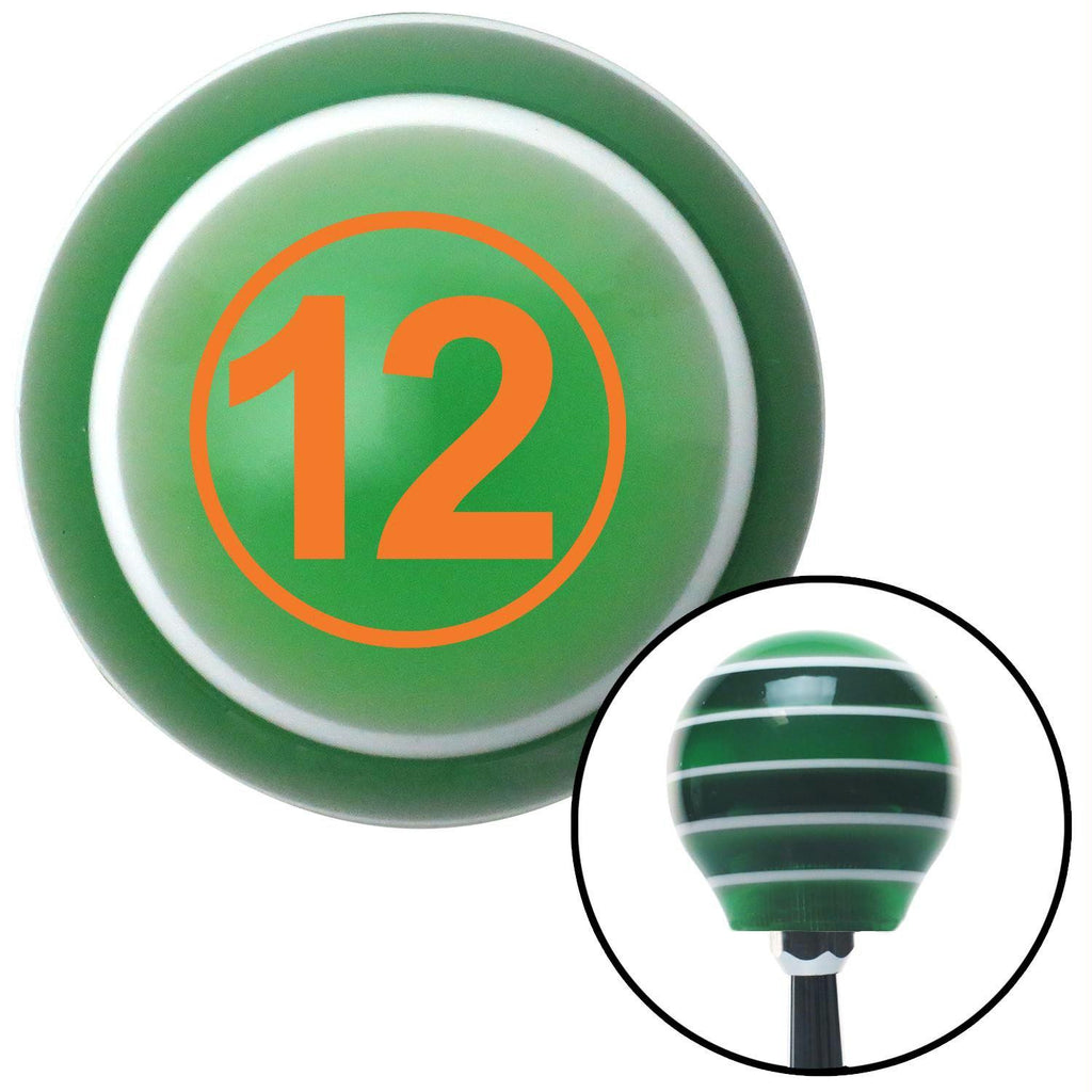 Orange Ball 12 Green Stripe Shift Knob with M16 x 15 Insert