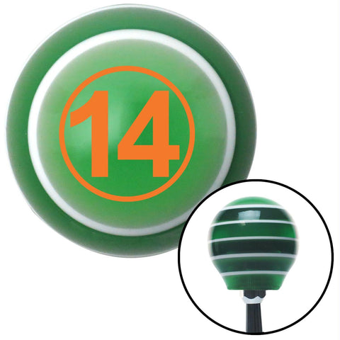 Orange Ball 14 Green Stripe Shift Knob with M16 x 15 Insert