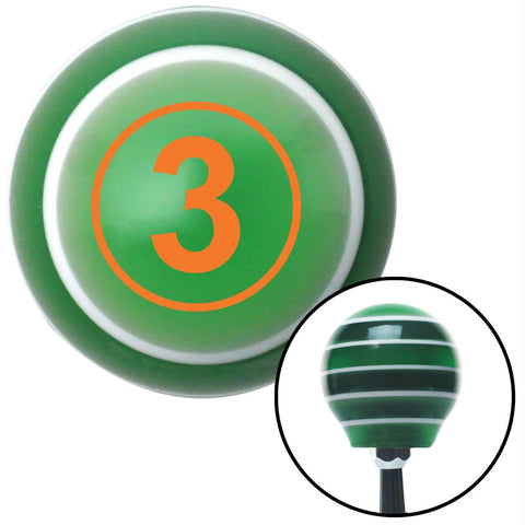 Orange Ball 3 Green Stripe Shift Knob with M16 x 15 Insert