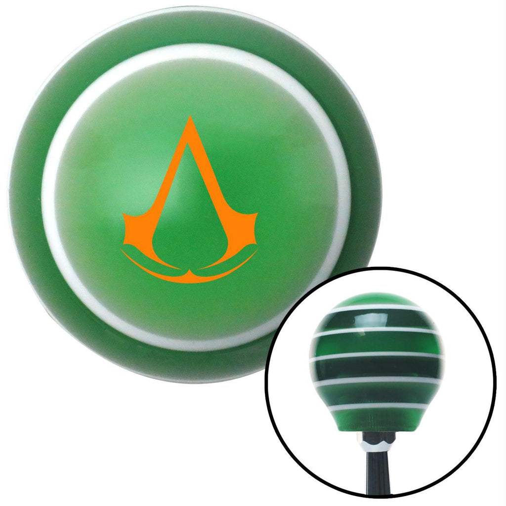 Orange Assassins Creed Green Stripe Shift Knob with M16 x 15 Insert