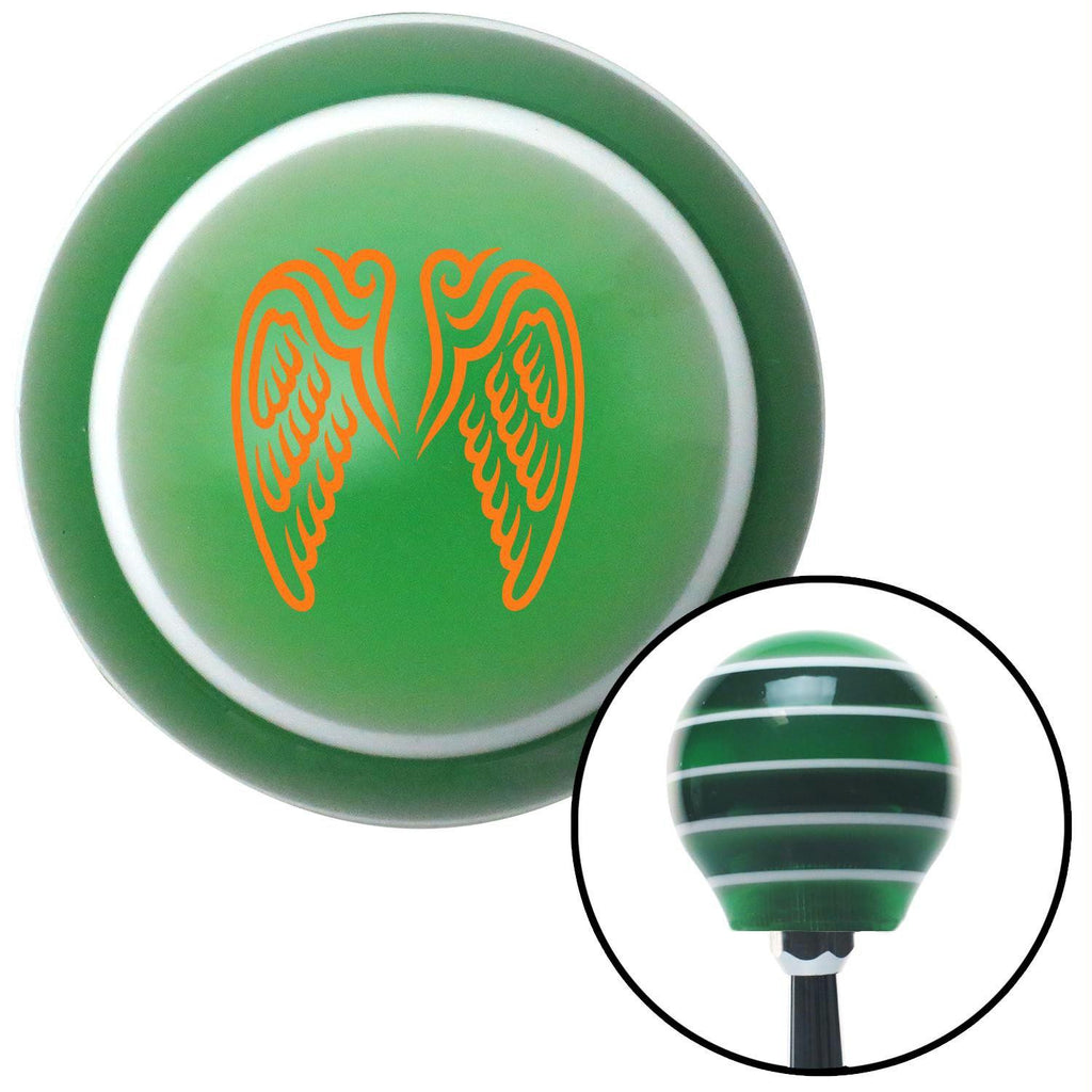 Orange Angel Wings Green Stripe Shift Knob with M16 x 15 Insert