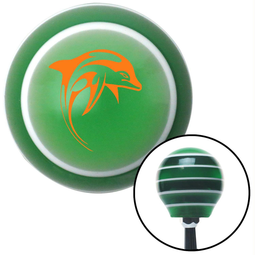 Orange Artistic Dolphin Green Stripe Shift Knob with M16 x 15 Insert