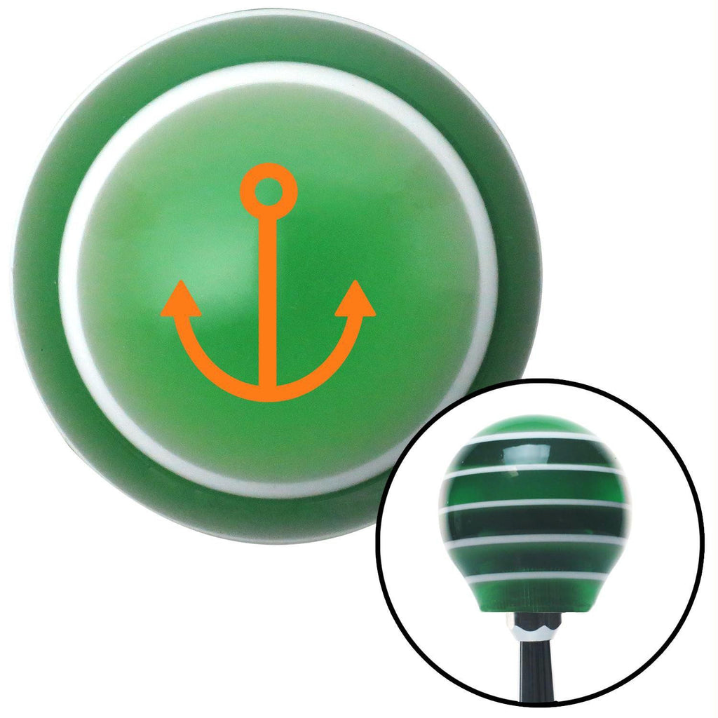 Orange Anchor Design Green Stripe Shift Knob with M16 x 15 Insert