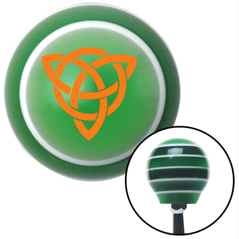 Orange Celtic Design 2 Green Stripe Shift Knob with M16 x 15 Insert