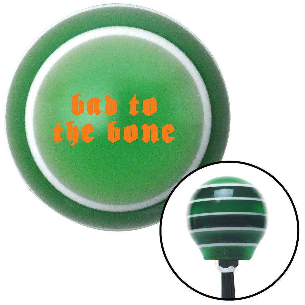 Orange bad to the bone Green Stripe Shift Knob with M16 x 15 Insert