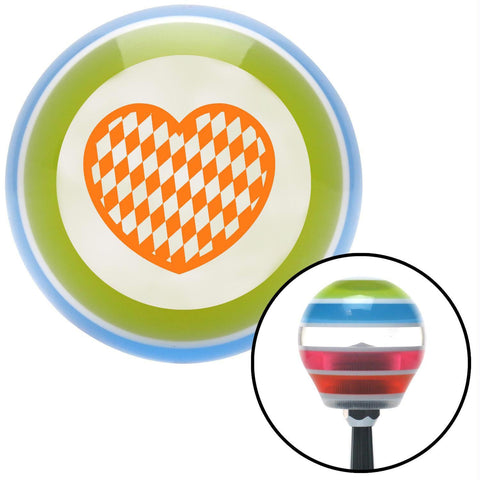 Orange Checkered Heart  Stripe Shift Knob with M16 x 15 Insert