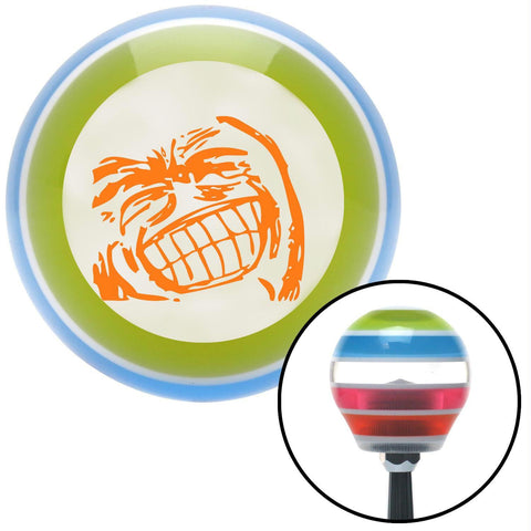 Orange Big Grin Meme  Stripe Shift Knob with M16 x 15 Insert