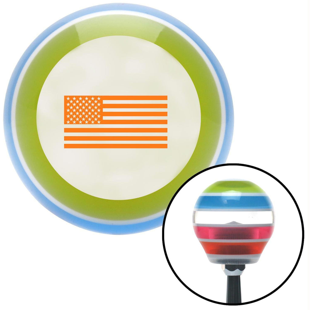 Orange American Flag  Stripe Shift Knob with M16 x 15 Insert