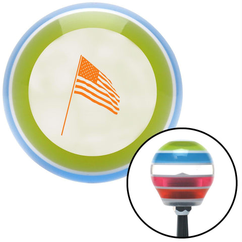 Orange American Flag Pole  Stripe Shift Knob with M16 x 15 Insert