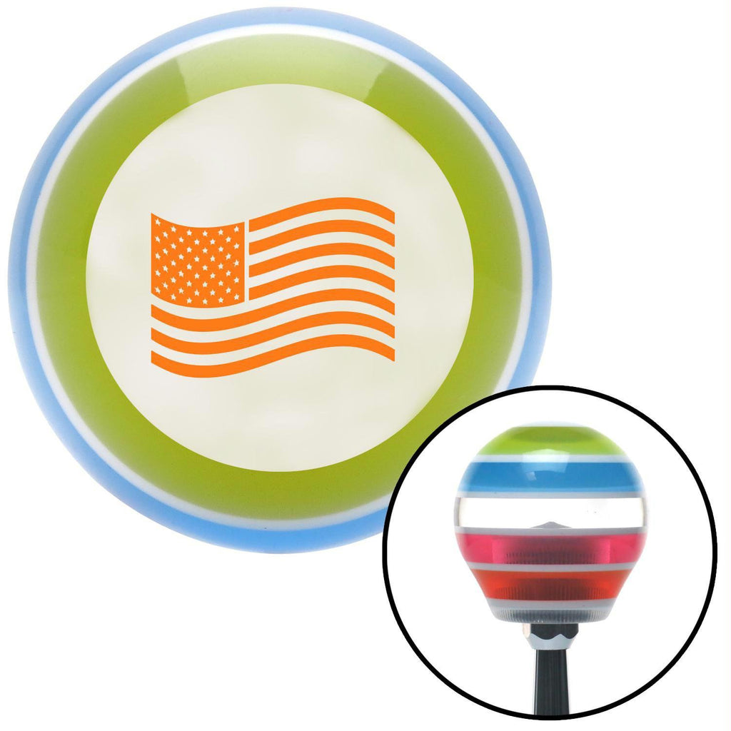 Orange American Flag Waving  Stripe Shift Knob with M16 x 15 Insert