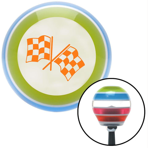 Orange Checkered Flags  Stripe Shift Knob with M16 x 15 Insert