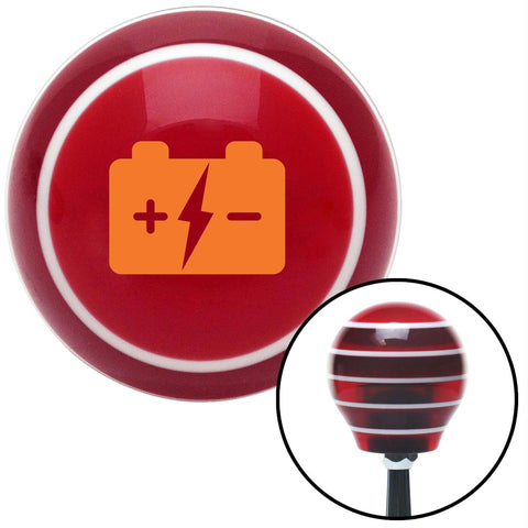 Orange Battery Charge Symbol Red Stripe Shift Knob with M16 x 15 Insert