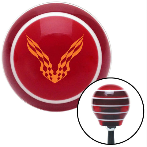 Orange Checkered Racing WIngs Red Stripe Shift Knob with M16 x 15 Insert