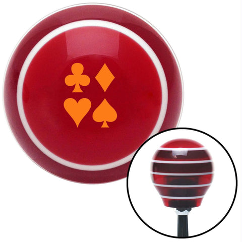 Orange Clubs Diamond Heart Spades Red Stripe Shift Knob with M16 x 15 Insert