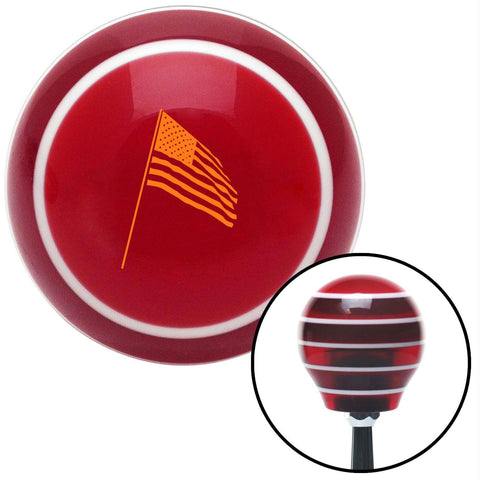 Orange American Flag Pole Red Stripe Shift Knob with M16 x 15 Insert