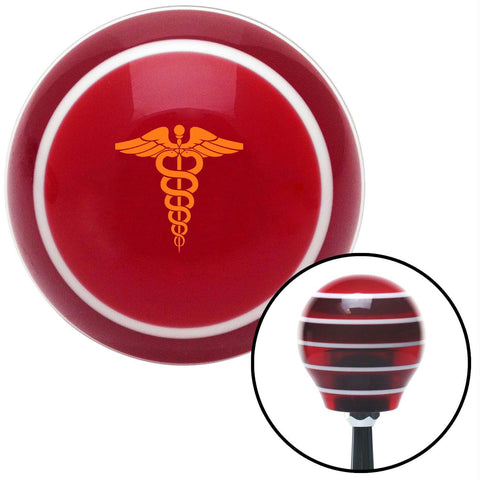 Orange Caduceus Symbol Red Stripe Shift Knob with M16 x 15 Insert