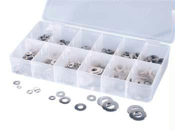 350 Piece Stainless Lock and Flat Washer Assortment