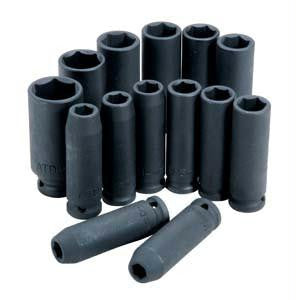 14-Piece 1-2-Inch Drive 6 Point Metric Deep Impact Socket Set