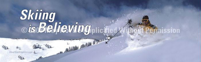 Window Graphic - 20x65 Skiing is Believing with Text