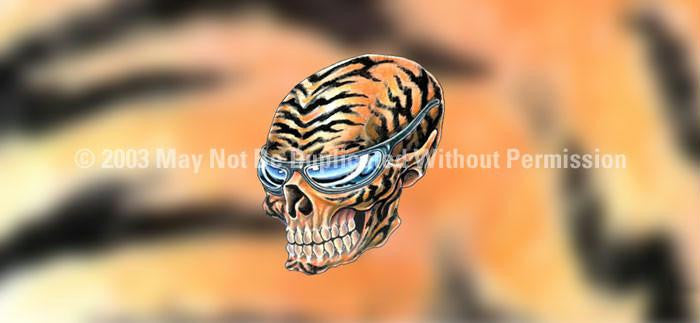 Window Graphic - 30x65 Skull on Tiger Tattoo