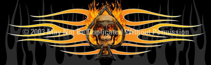 Window Graphic - 16x54 Flaming Ace Skull