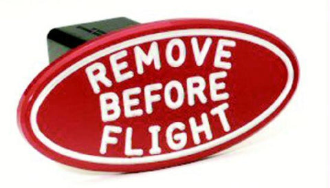 Remove Before Flight - Red - Oval - 2 Inch Billet Hitch Cover