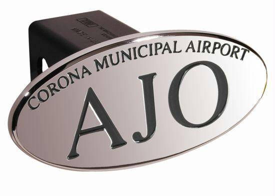 AJO Corna Municipal Airport - Black - Oval - 2 Inch Billet Hitch Cover