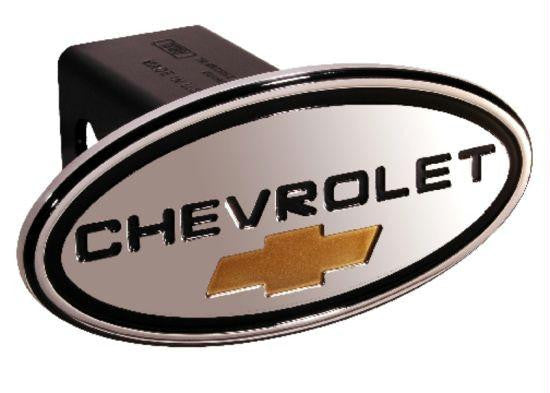 Chevy - Chevrolet - Black w- Gold Bowtie - Oval - 2 Inch Billet Hitch Cover