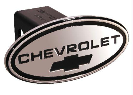 Chevy - Chevrolet - Black w- Black Bowtie - Oval - 2 Inch Billet Hitch Cover