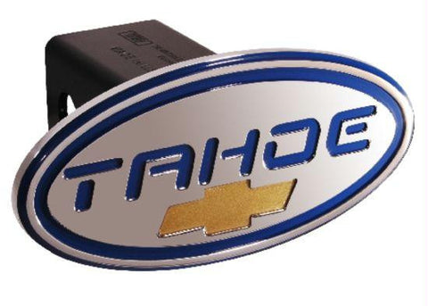 Chevy - Tahoe - Blue w- Gold Bowtie - Oval - 2 Inch Billet Hitch Cover